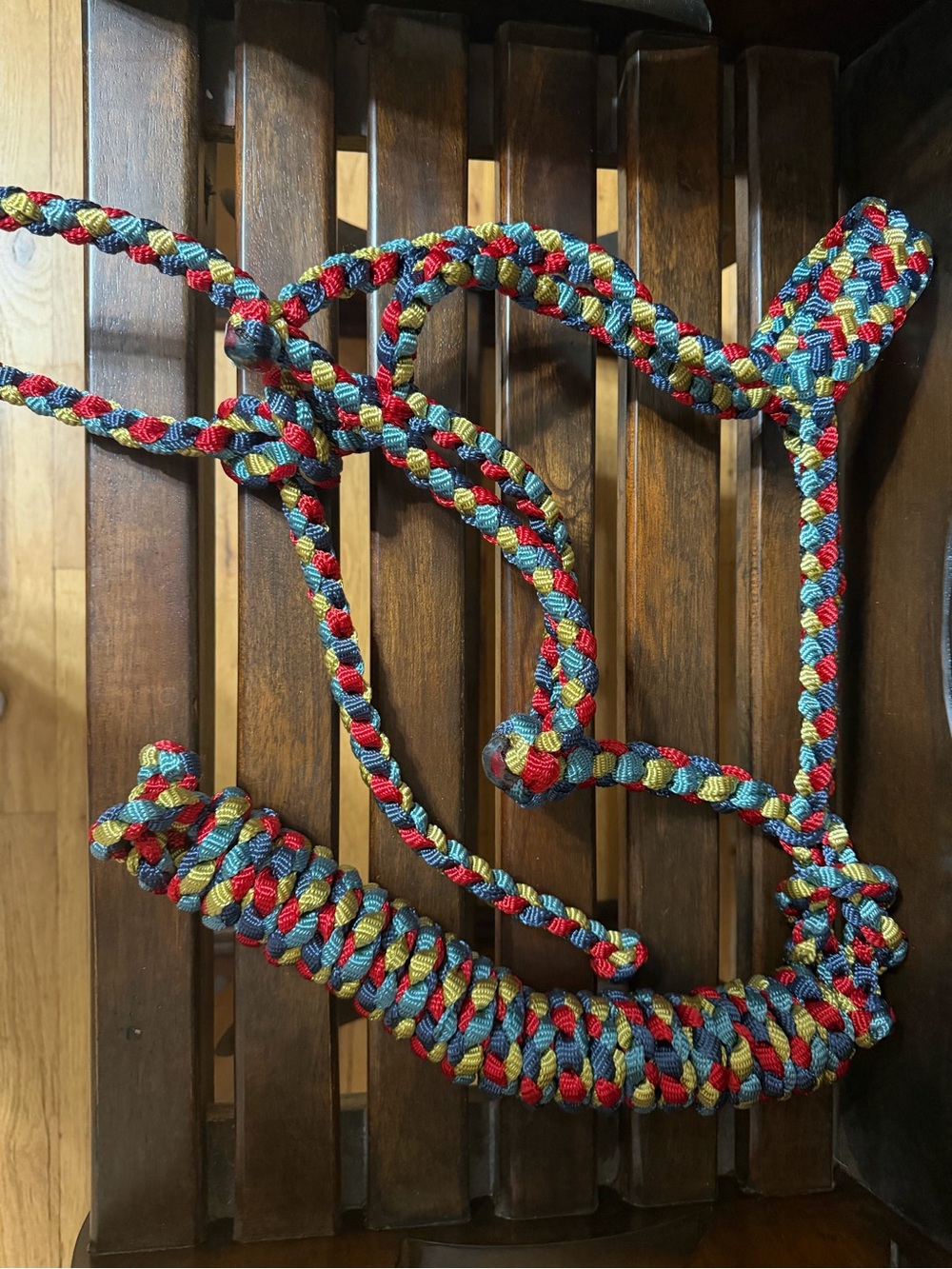 Horse size braided halter Red, Blue, Yellow